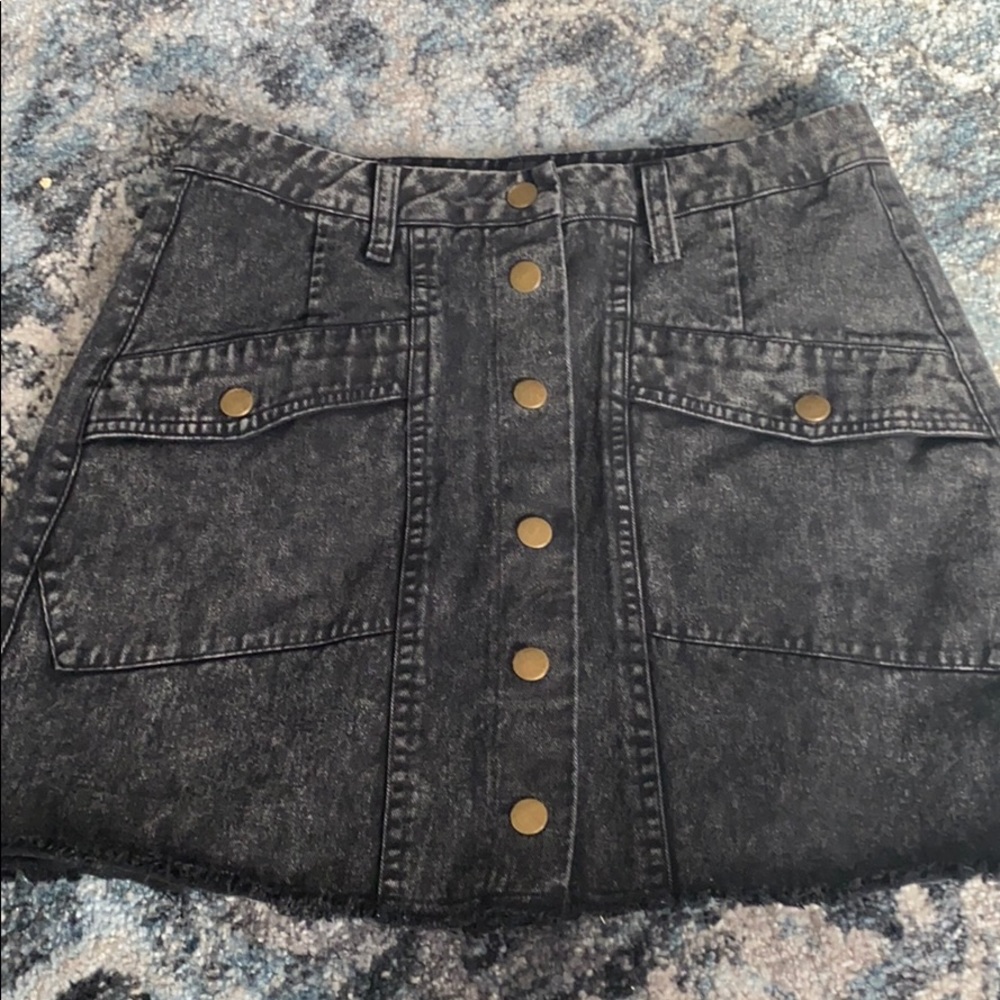 Black denim skirt
